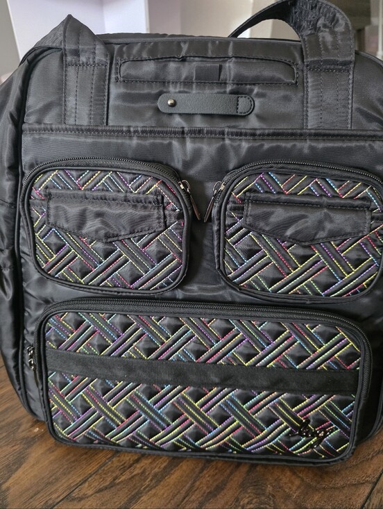 lug Handbags - Lug Puddle Jumper LE Black With Rainbow Stitching